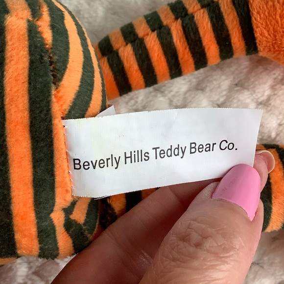 Beverly Hills Teddy Bear Co Plush Rattle Orange Black Striped Dog Stuffed Animal - Picture 7 of 11